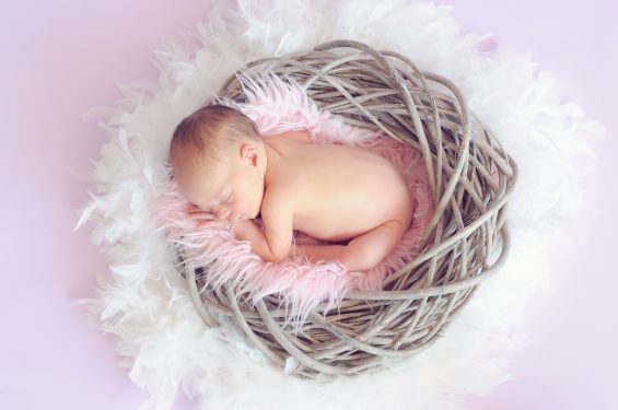 portrait of a sleeping newborn baby girl