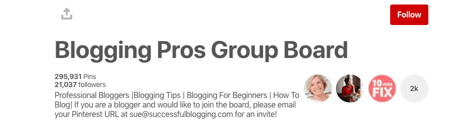 Blogging Pros Group Board