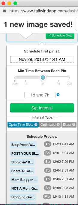 Choose a start date and intervals