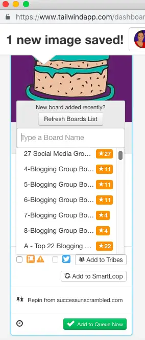 Choose from your lists of board list