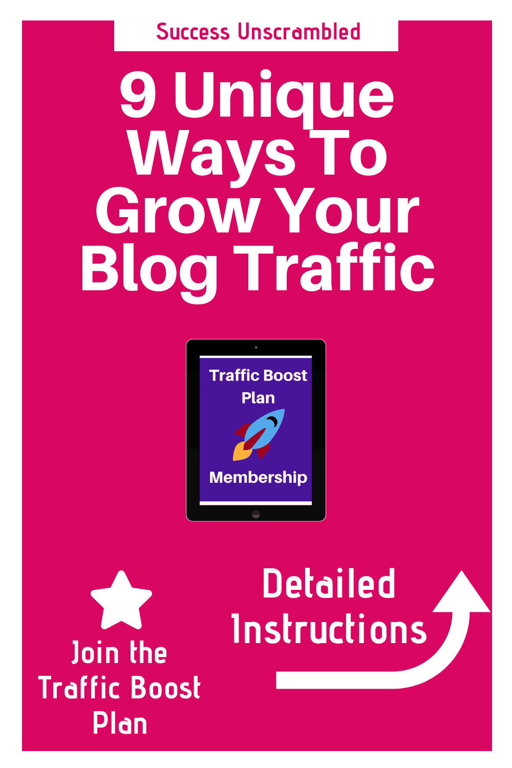 Are you tired of seeing a trickle with your blog traffic? Want to change things for the best going forward? Check out these 9 awesome ways to grow your blog traffic. Some of them bringing traffic to your blog on autopilot. Start transforming the way you generate traffic to your blog for good. Join the traffic boost plan membership today. #blogtraffic #increaseblogtraffic #blogging #pinterest