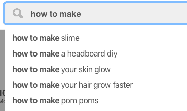 Pinterest keyword search example