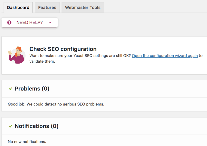 Yoast SEO configuration screenshot