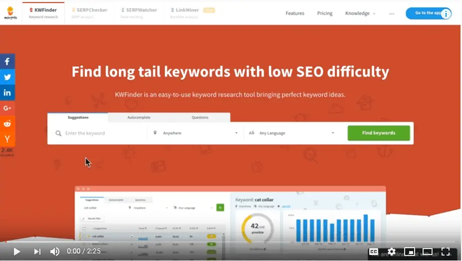 find long tail keywords from KW finder