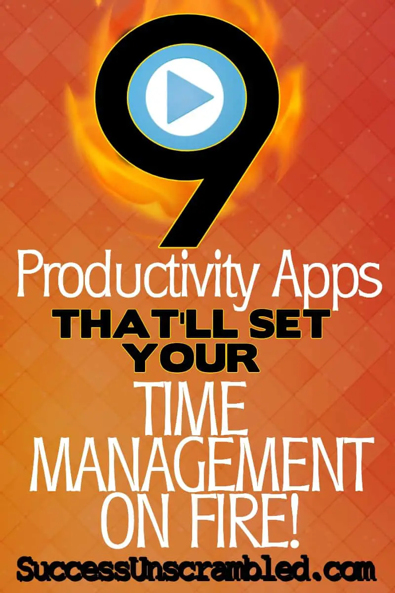 a Pinterest tips saying "9 Productivity Apps That'll Set Your Time Management On Fire!"