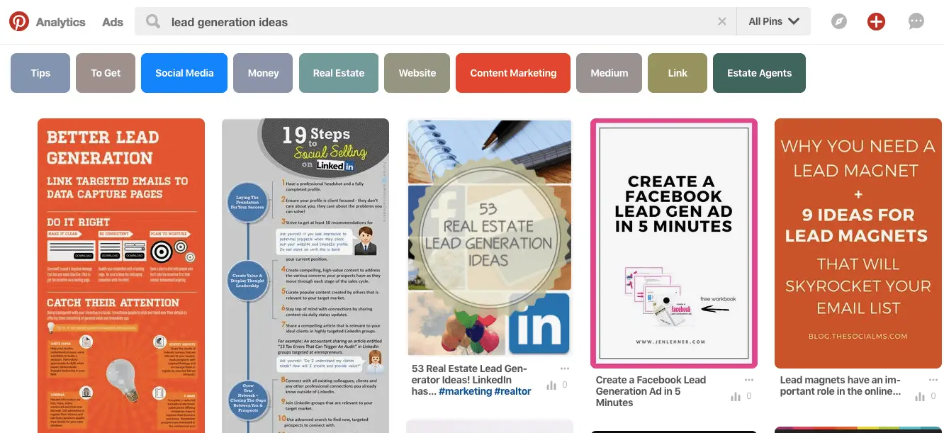 lead generation ideas - top 5 results Pinterest