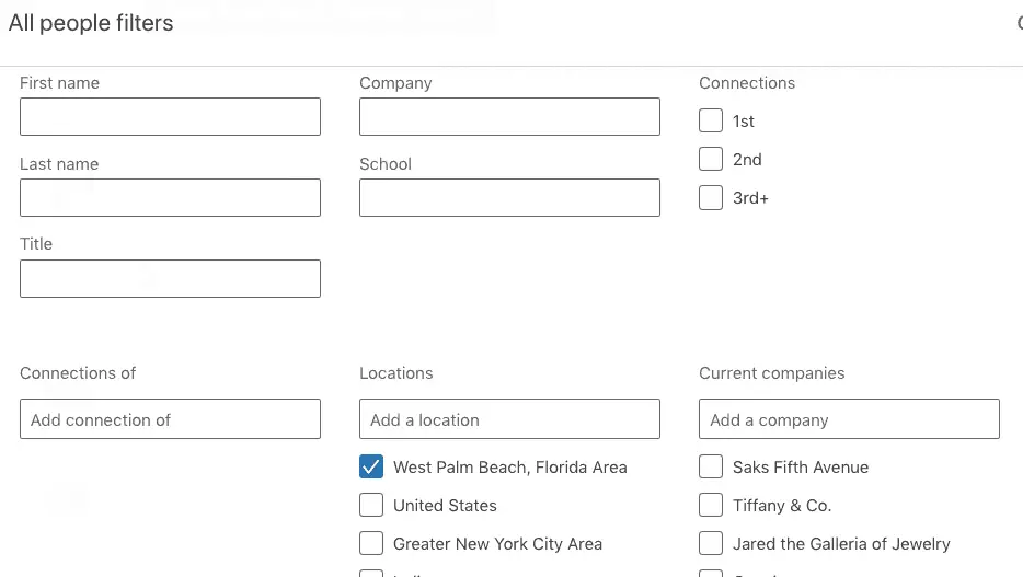LinkedIn People Search filters - part 1