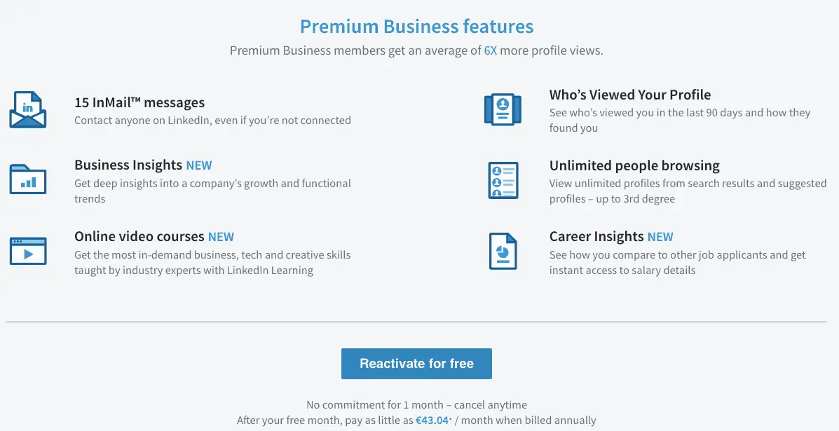 LinkedIn Premium Business Features