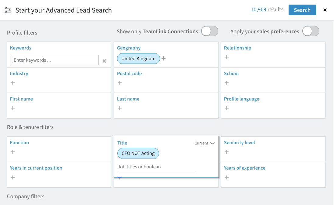 LinkedIn Sales Navigator advanced search