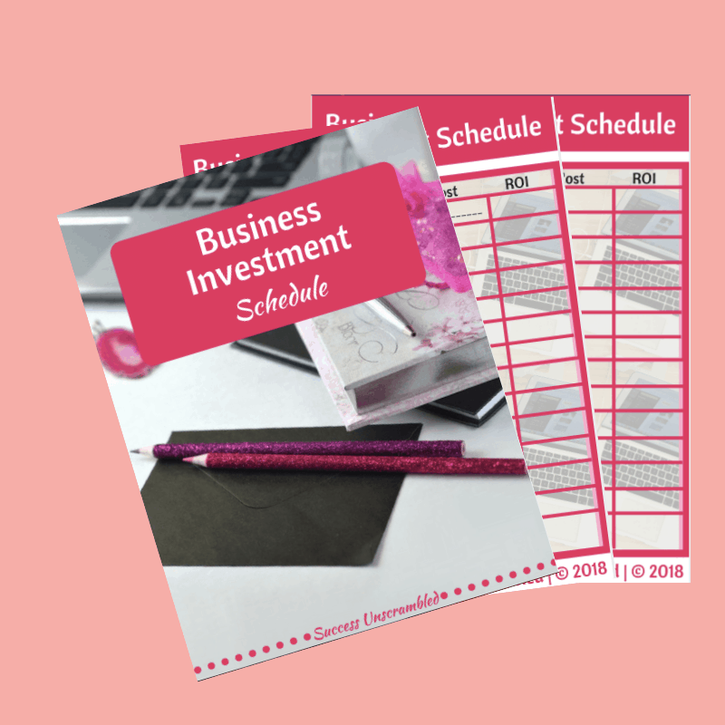 Business Investment Schedule template - sale item - pink bg