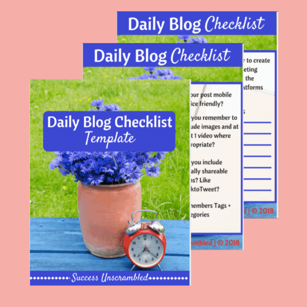 Daily Blog Checklist template - sale item - pink bg