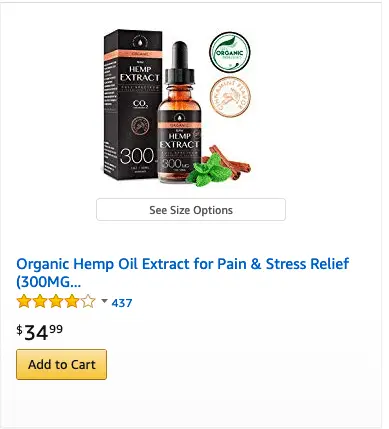Organic Hemp Oil Extract for Pain & Stress Relief on Amazon