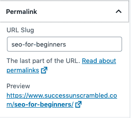 URL slug setting on wordpress