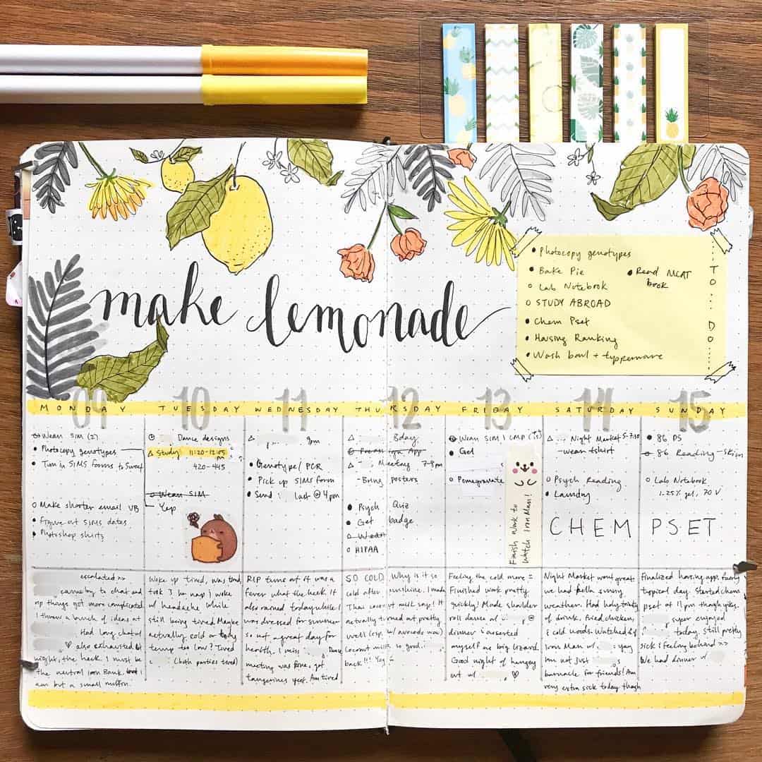 bujowithtea - Instagram - Vertical Weekly Spread Idea