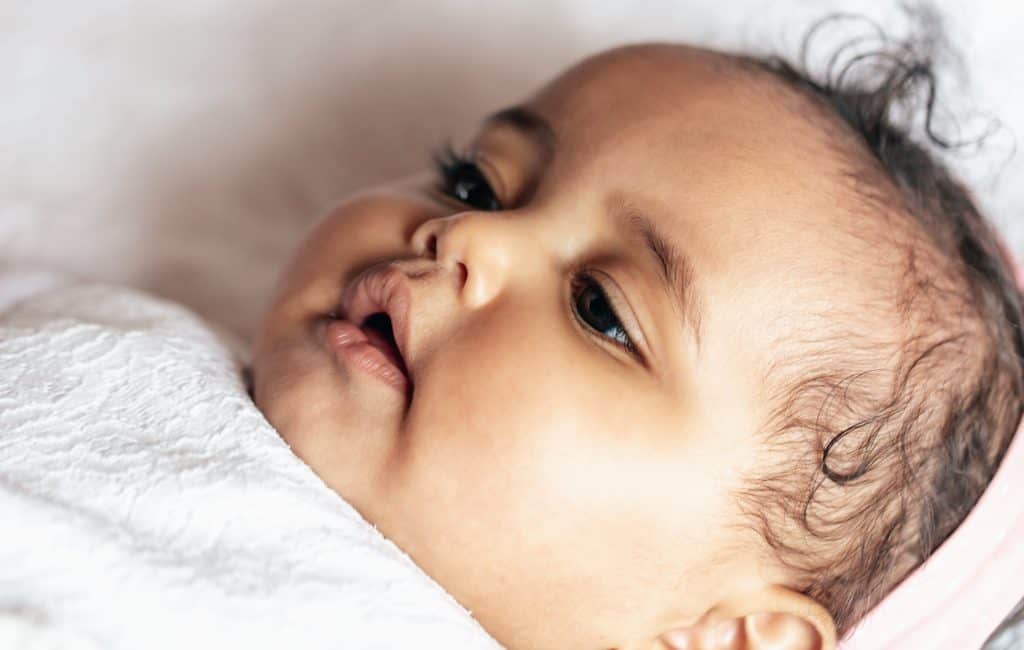 cute baby girls face close up