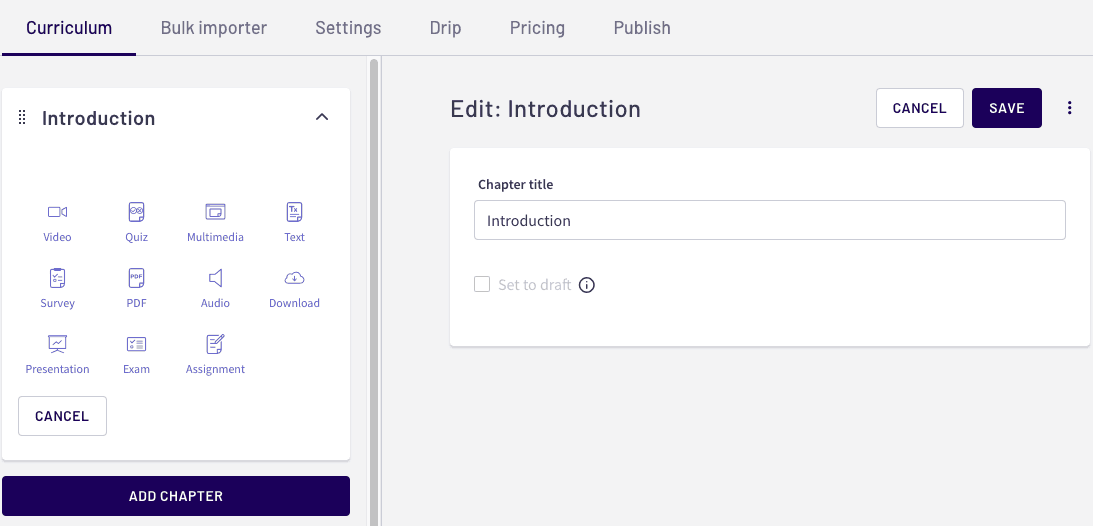 Add a chapter and lesson on Thinkific