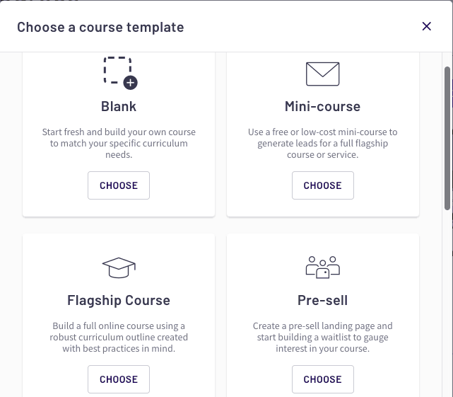 Thinkific course options