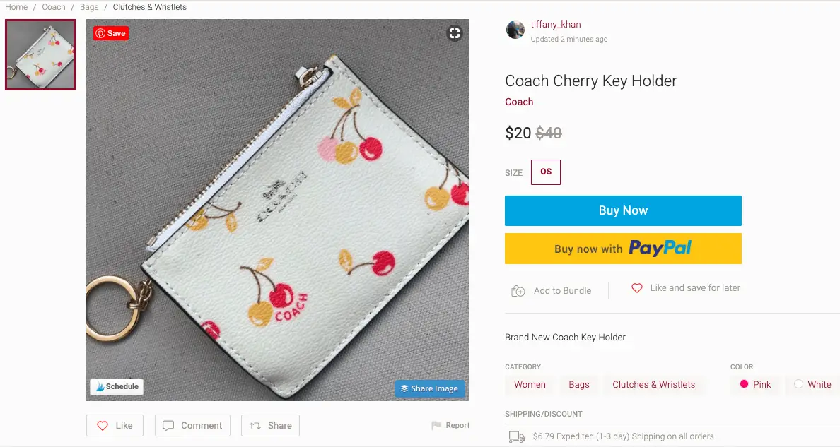Coach Cherry Key Holder - Poshmark