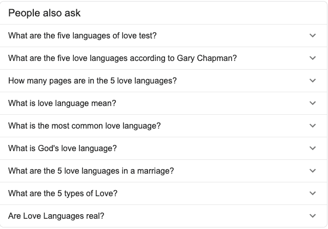 5 love languages - Google Snippet