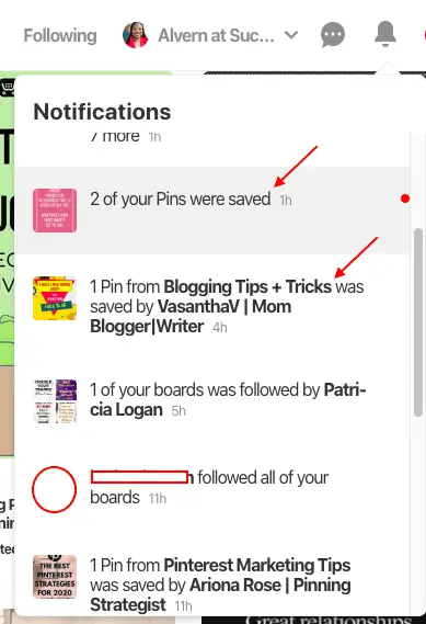 Pinterest notification - updated