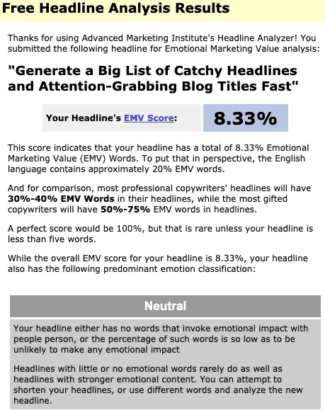 AMA Headline Analyzer example