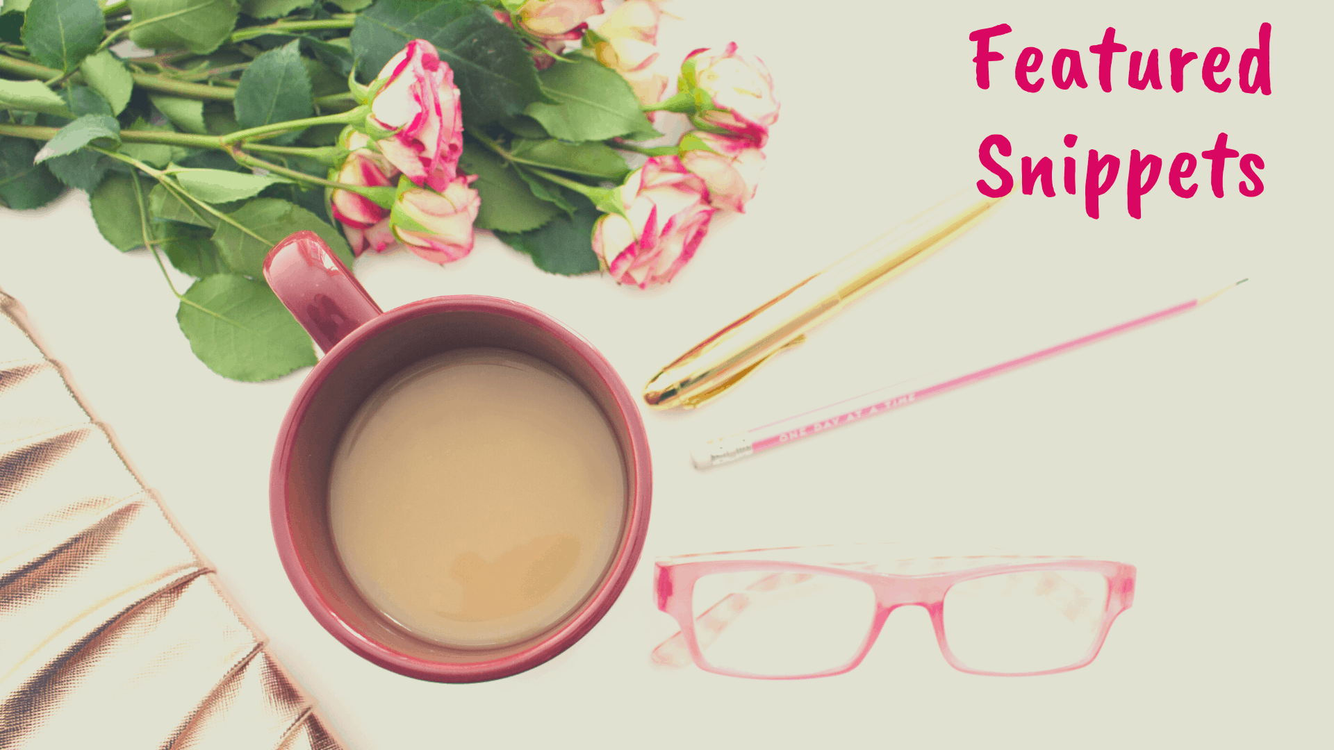 a photo of a pink coffee mug and a pink eyeglasses next to it