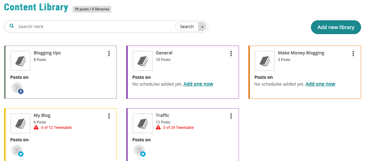 RecurPost content library