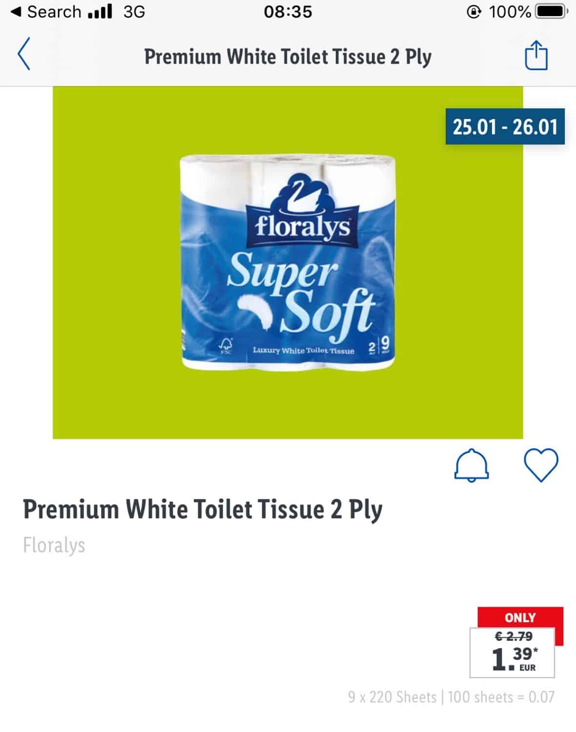 Premium White Toilet tissue - 7 cent for 100 sheets