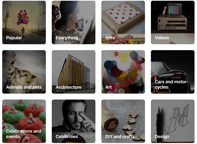 Pinterest categories