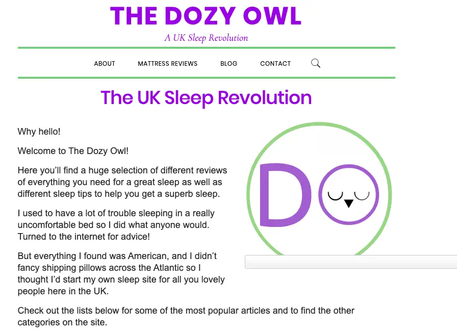 The Dozy Owl Website Homepage