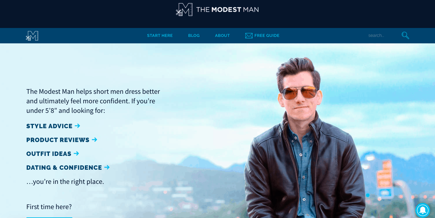 The Modest Man Website Homepage