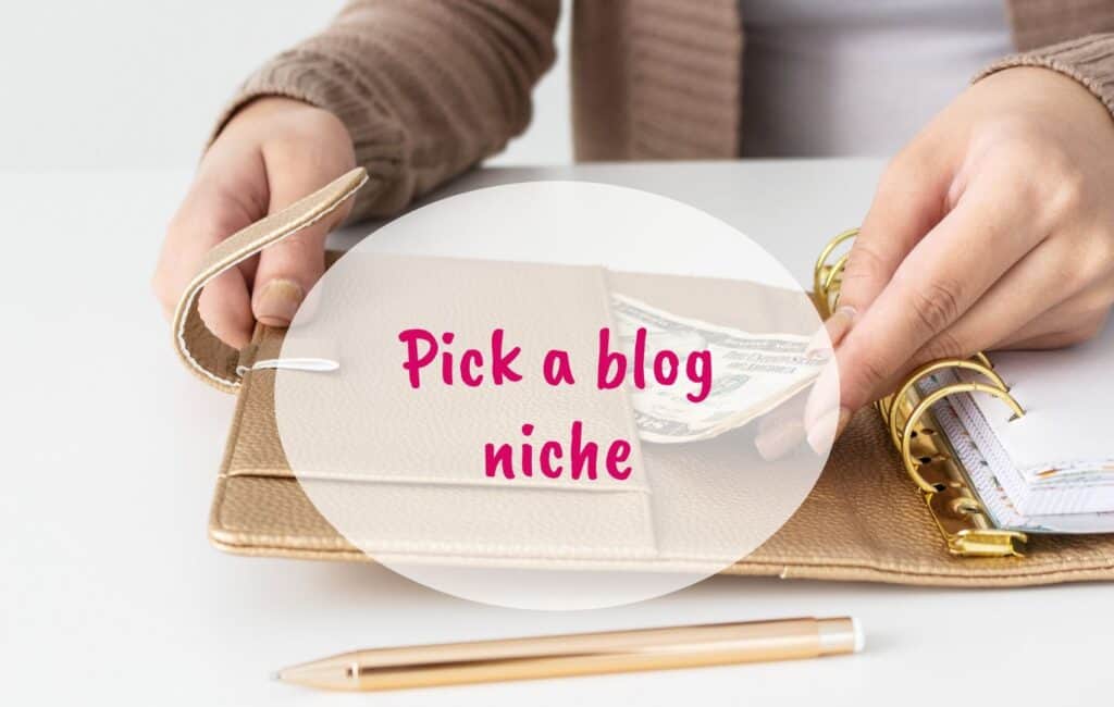 woman's hand putting a dollar on her journal's pocket