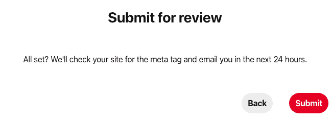 After submitting verification to Pinterest