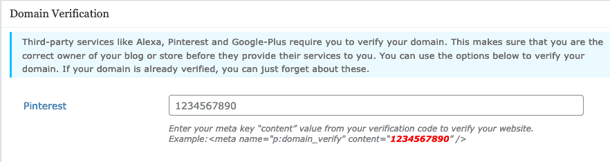 Pinterest domain verification on WordPress site
