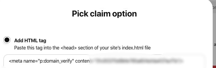 Pinterest domain verify blur