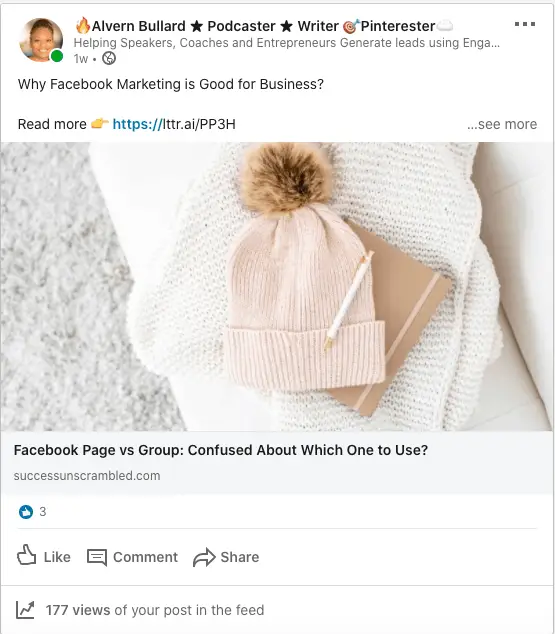 a screenshot of a LinkedIn Post with engagment