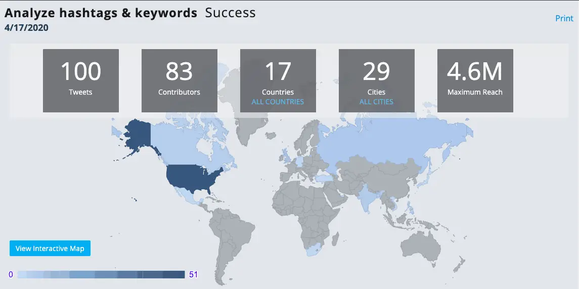 Tweepsmap - success by country