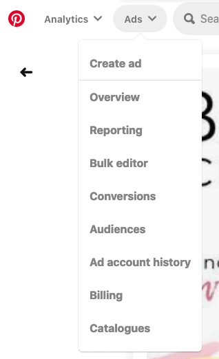 Ads, overview on Pinterest