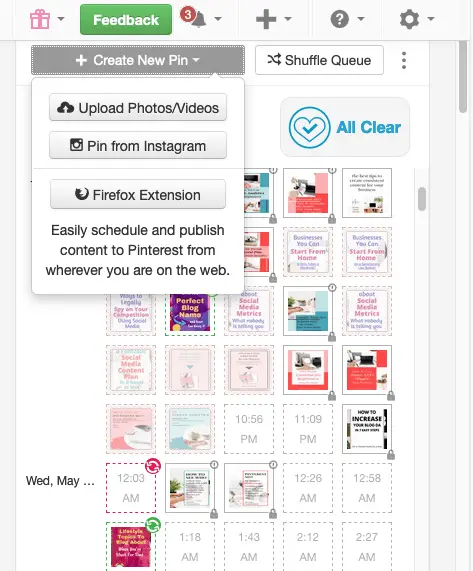 screenshot of Tailwind scheduler