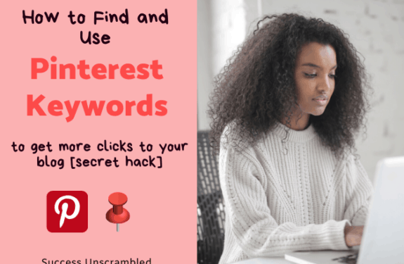 Girl on laptop finding Pinterest keywords