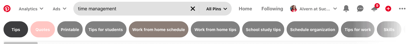 Pinterest keyword tiles