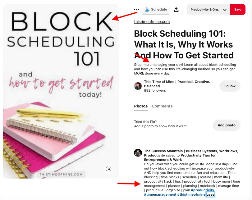 block scheduling example - Pinterest search