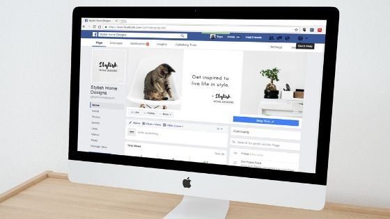 Facebook interface on a a desktop monitor