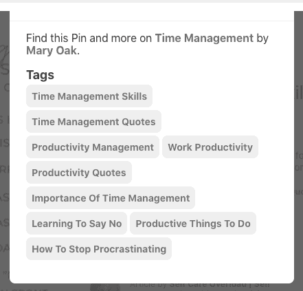 tags for time management pin in 1st place