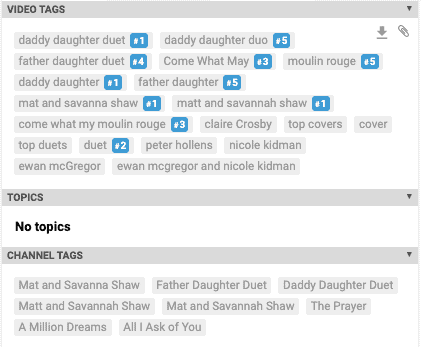 Channel + Video tags
