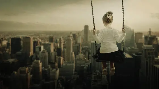 child swinging