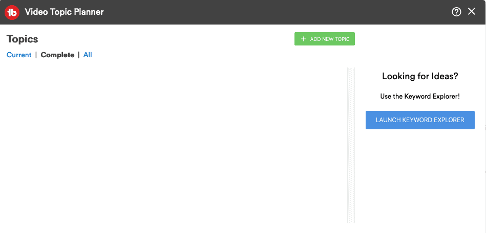 TubeBuddy - Topic Planner