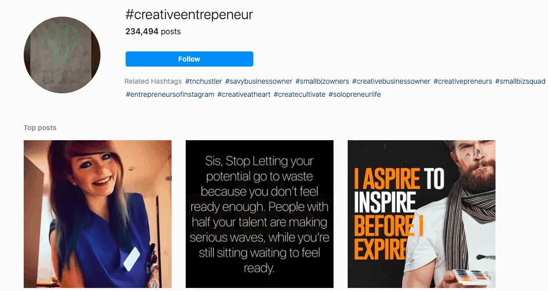 Creative entrepreneurs hashtag