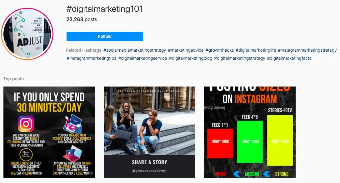 Digital marketing 101 hashtag