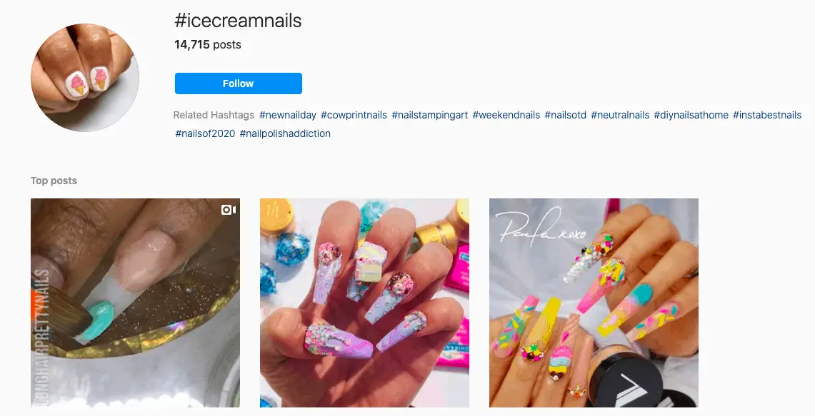 Ice cream nails hashtag